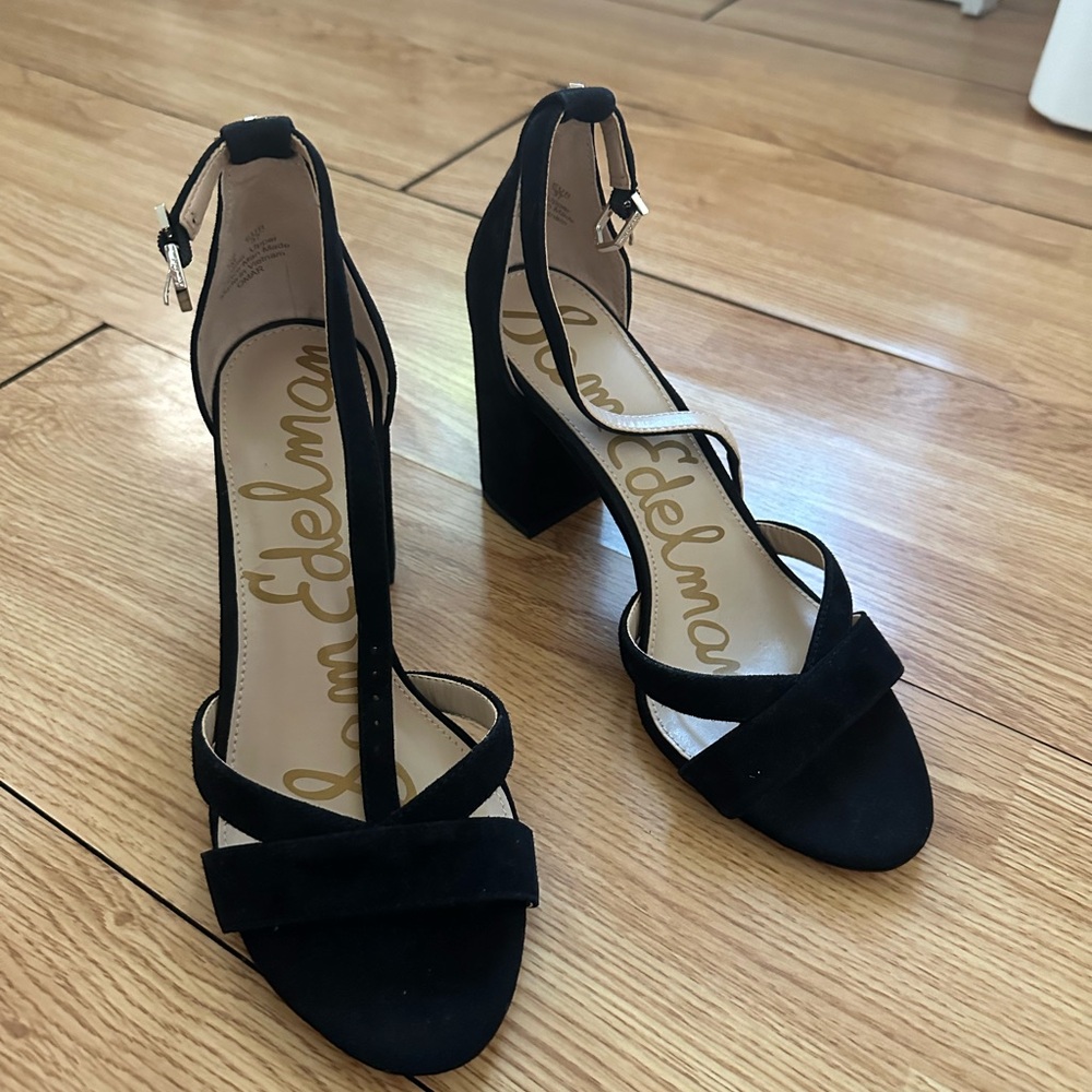 Black Sam Edelman Yancy Block Heel Ankle Strap Sandal